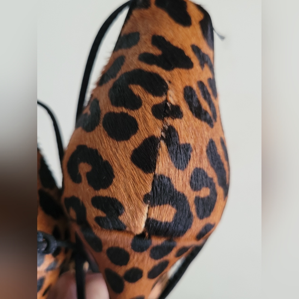 SCHUTZ Sandstone Animal Print Lace-Up Heels Sz 7.5 Calf Pony Hair - Picture 12 of 13